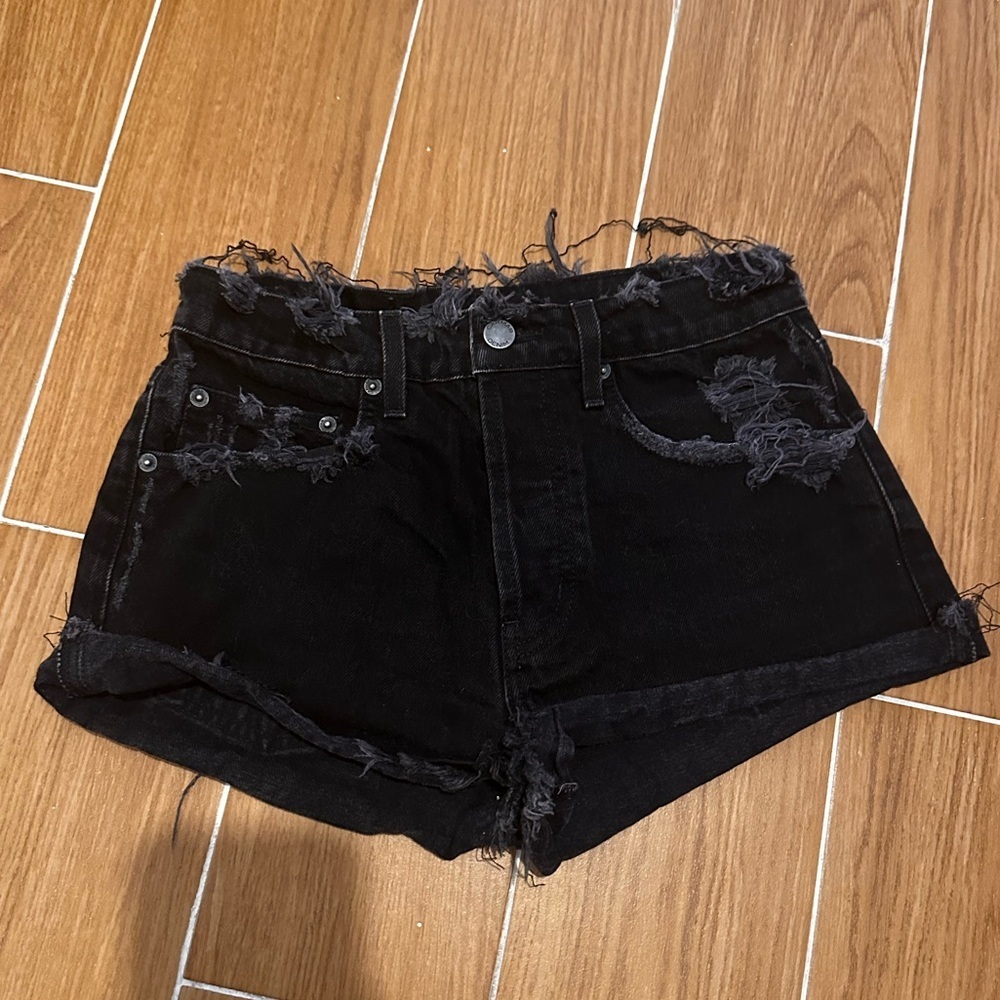 Black High-Waisted Jean Shorts